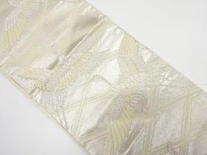 アンティーク　斜め格子に鶴模様織り出し袋帯（材料）